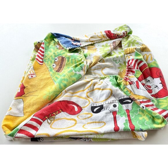 Vintage 70s McDonald's bedsheet, fitted flannel, twin size - Picture 5 of 6